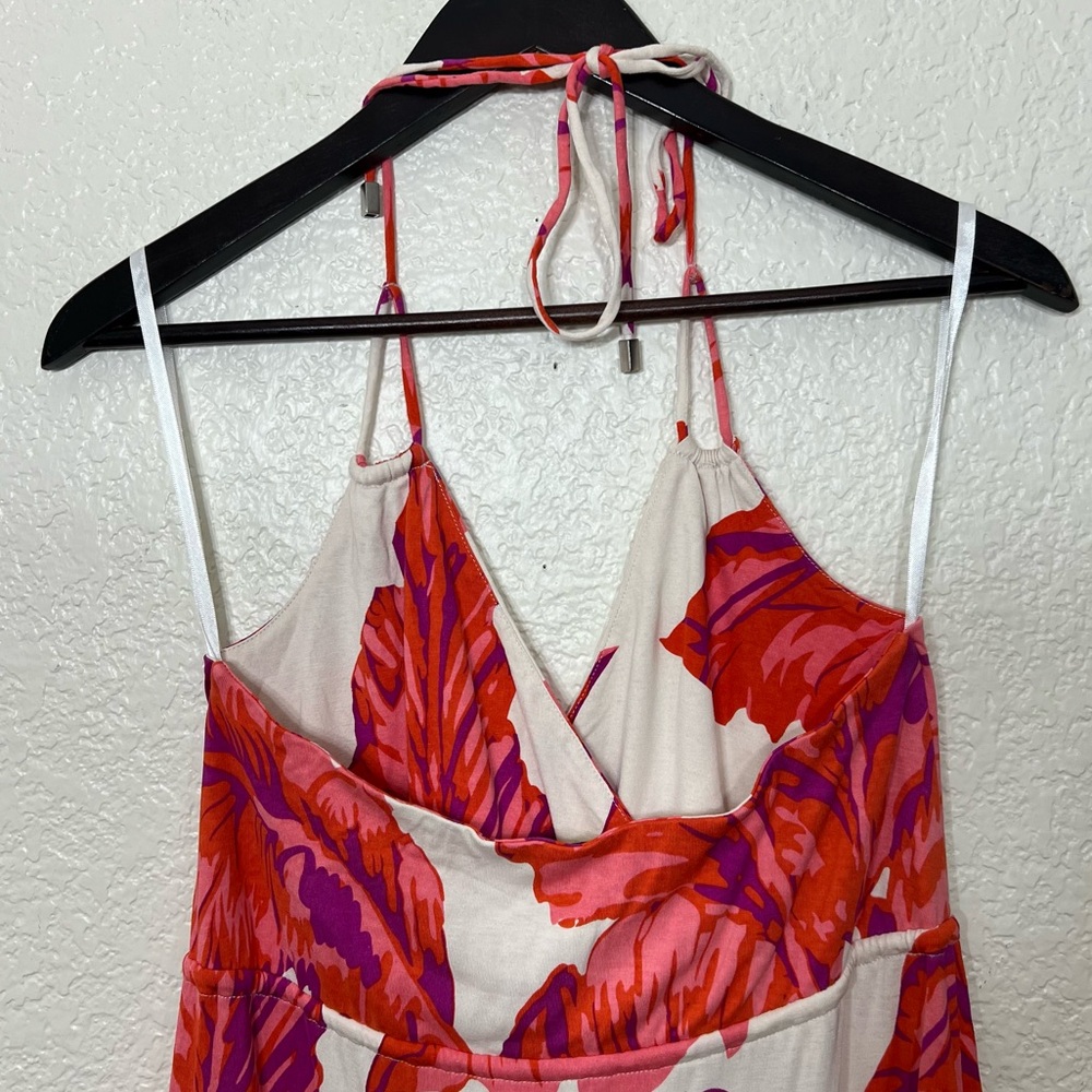 Banana Republic Milly Collection Chili Red Banana Leaf Silk Jersey Maxi Dress S - Picture 8 of 13